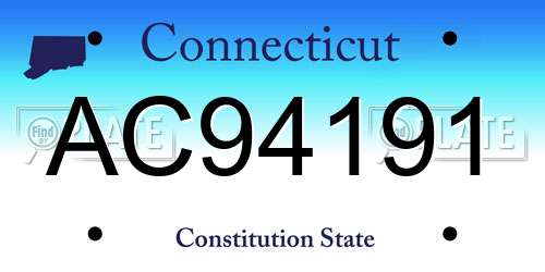 AC94191 Connecticut License Plate