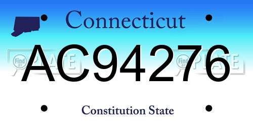 AC94276 Connecticut License Plate