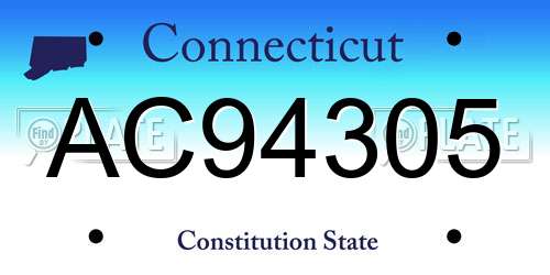 AC94305 Connecticut License Plate