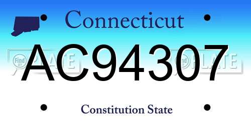 AC94307 Connecticut License Plate
