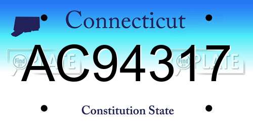 AC94317 Connecticut License Plate