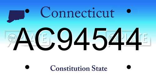 AC94544 Connecticut License Plate