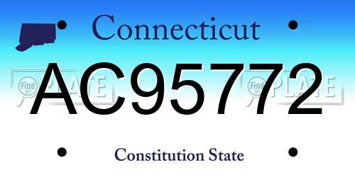 AC95772 Connecticut License Plate