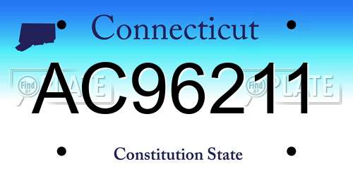 AC96211 Connecticut License Plate