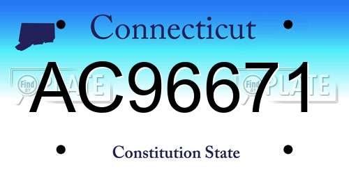 AC96671 Connecticut License Plate
