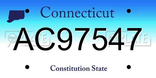 AC97547 Connecticut License Plate