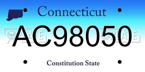 AC98050 Connecticut License Plate