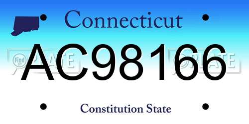 AC98166 Connecticut License Plate