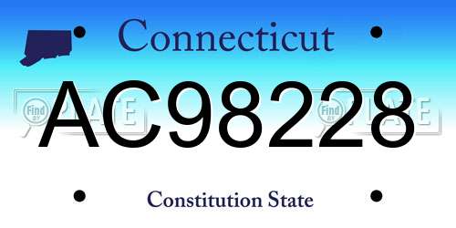 AC98228 Connecticut License Plate