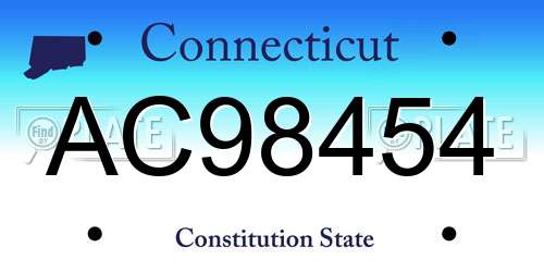 AC98454 Connecticut License Plate