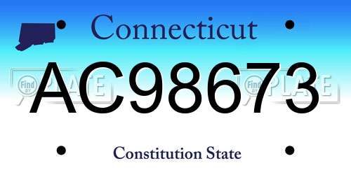 AC98673 Connecticut License Plate