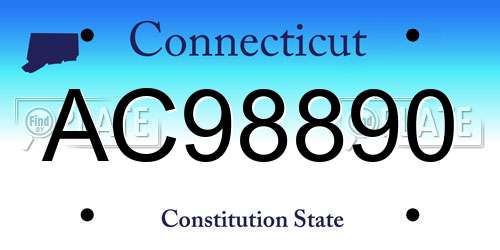 AC98890 Connecticut License Plate