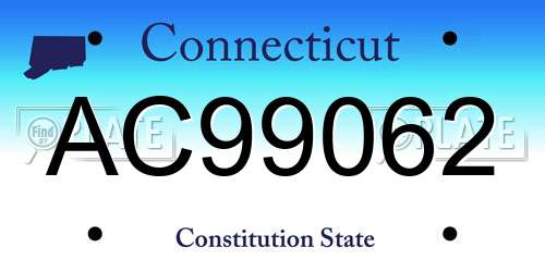 AC99062 Connecticut License Plate