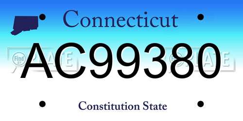AC99380 Connecticut License Plate