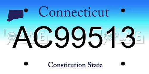 AC99513 Connecticut License Plate