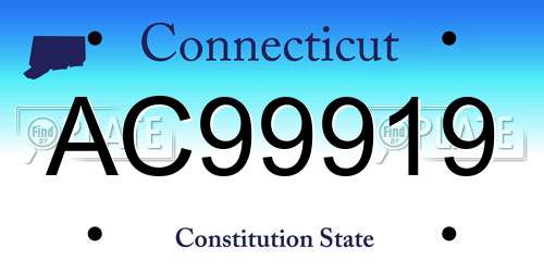 AC99919 Connecticut License Plate