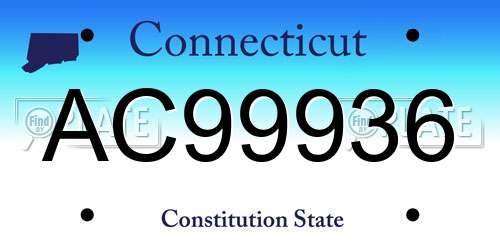 AC99936 Connecticut License Plate