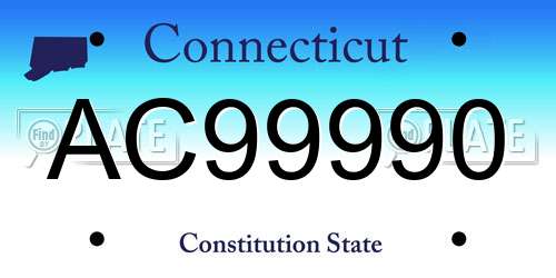 AC99990 Connecticut License Plate