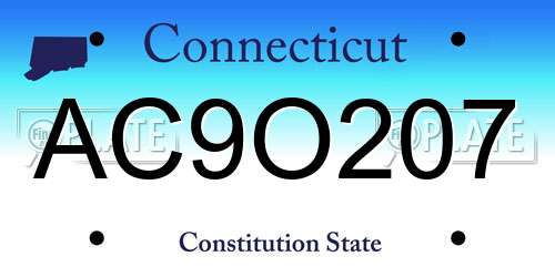 AC9O207 Connecticut License Plate