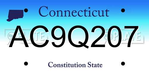 AC9Q207 Connecticut License Plate