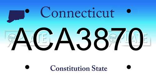 ACA3870 Connecticut License Plate