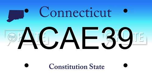 ACAE39 Connecticut License Plate