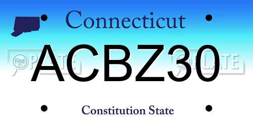 ACBZ30 Connecticut License Plate