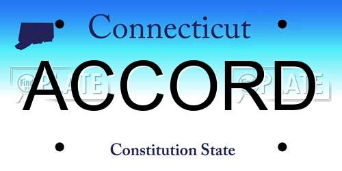 ACCORD Connecticut License Plate