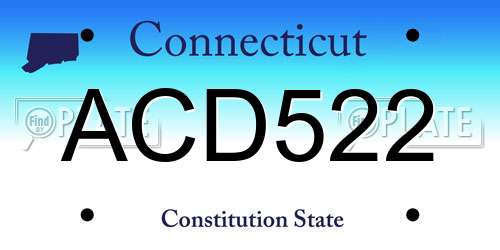 ACD522 Connecticut License Plate