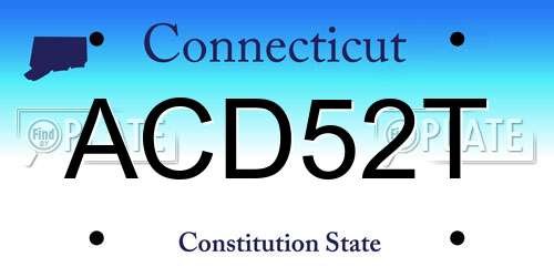 ACD52T Connecticut License Plate
