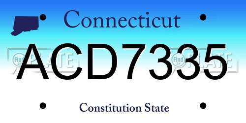 ACD7335 Connecticut License Plate