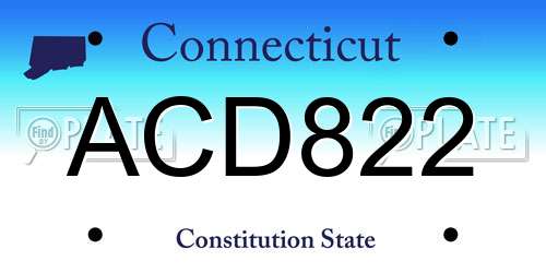 ACD822 Connecticut License Plate