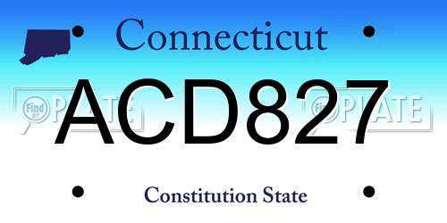 ACD827 Connecticut License Plate