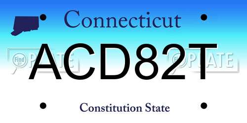 ACD82T Connecticut License Plate