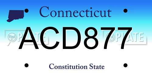 ACD877 Connecticut License Plate