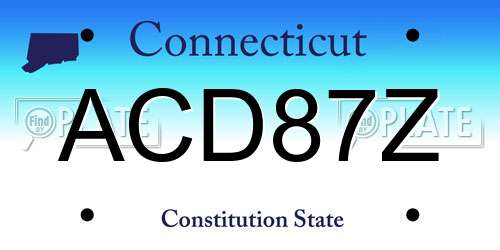 ACD87Z Connecticut License Plate