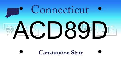 ACD89D Connecticut License Plate