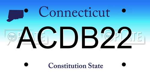 ACDB22 Connecticut License Plate