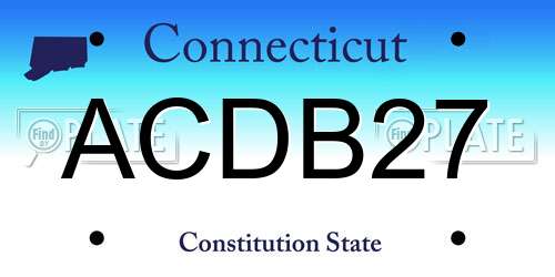 ACDB27 Connecticut License Plate