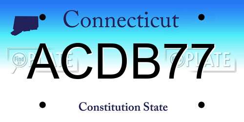 ACDB77 Connecticut License Plate