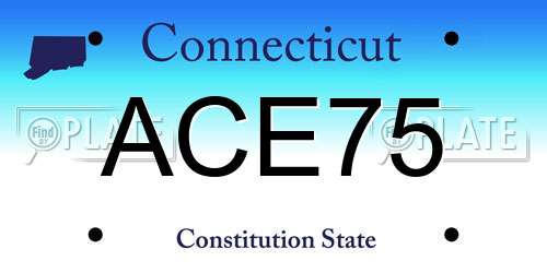 ACE75 Connecticut License Plate