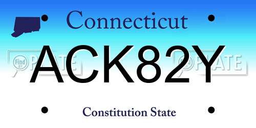 ACK82Y Connecticut License Plate
