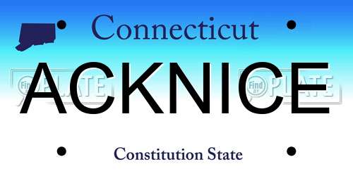 ACKNICE Connecticut License Plate
