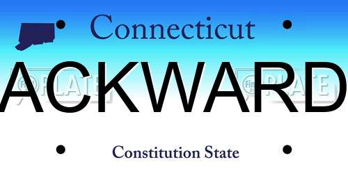 ACKWARD Connecticut License Plate