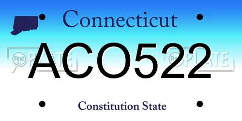 ACO522 Connecticut License Plate