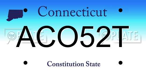 ACO52T Connecticut License Plate