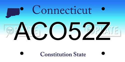 ACO52Z Connecticut License Plate