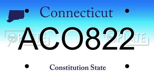 ACO822 Connecticut License Plate