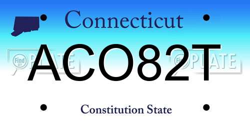ACO82T Connecticut License Plate