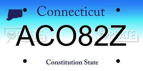 ACO82Z Connecticut License Plate